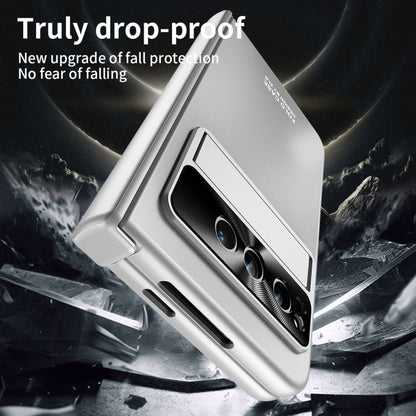 For Google Pixel Fold Integrated Electroplating Folding All-inclusive Phone Case with Pen Slot & Hinge(Silver) by buy2fix