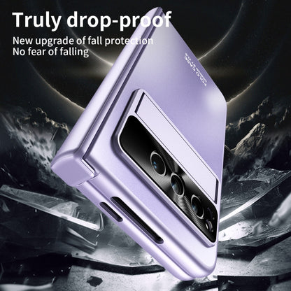 For Google Pixel Fold Integrated Electroplating Folding All-inclusive Phone Case with Pen Slot & Hinge(Purple) by buy2fix