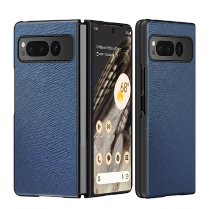 For Google Pixel Fold Cross Texture All Inclusive Shockproof Protective Phone Case(Blue) by buy2fix