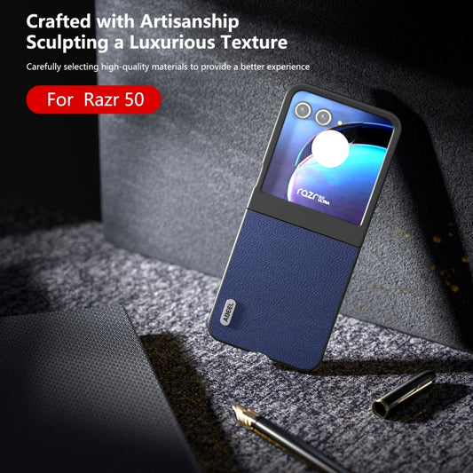 For Motorola Razr 50 ABEEL Black Edge Genuine Mino Phone Case(Royal Blue) by buy2fix