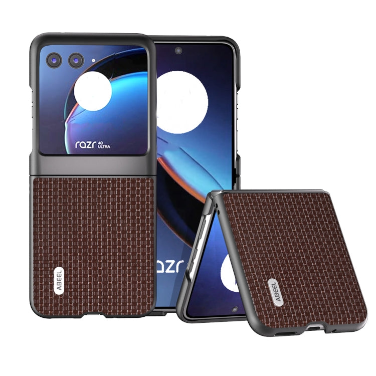 For Motorola Razr 40 Ultra Genuine Luxury ABEEL Black Edge Phone Case(Coffee) - Motorola Cases by buy2fix | Online Shopping UK | buy2fix