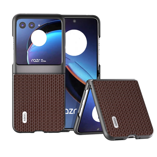 For Motorola Razr 40 Ultra Genuine Luxury ABEEL Black Edge Phone Case(Coffee) - Motorola Cases by buy2fix | Online Shopping UK | buy2fix