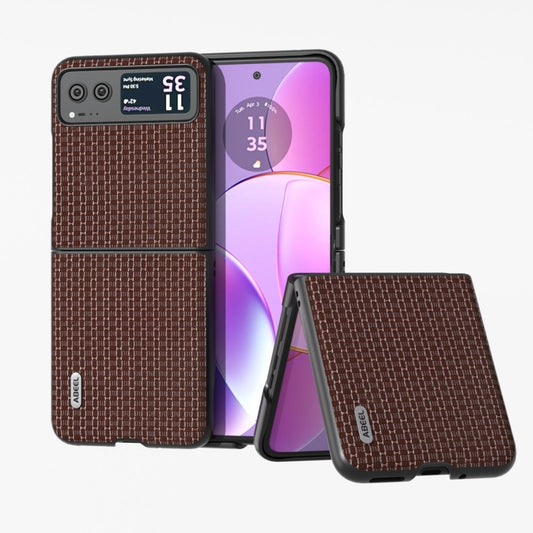 For Motorola Razr 40 Genuine Luxury ABEEL Black Edge Phone Case(Coffee) - Motorola Cases by buy2fix | Online Shopping UK | buy2fix