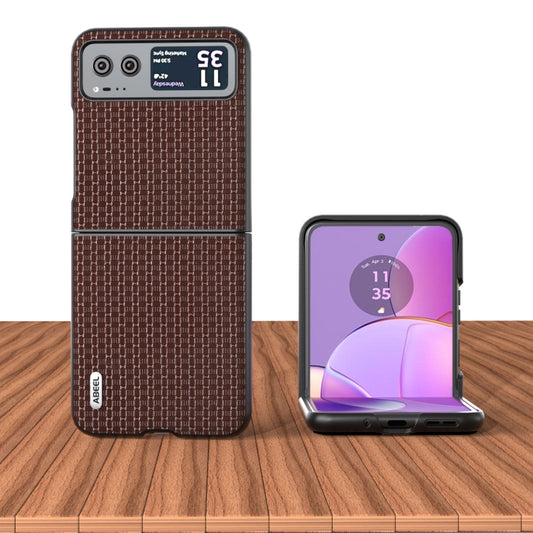 For Motorola Razr 40 Genuine Luxury ABEEL Black Edge Phone Case(Coffee) - Motorola Cases by buy2fix | Online Shopping UK | buy2fix