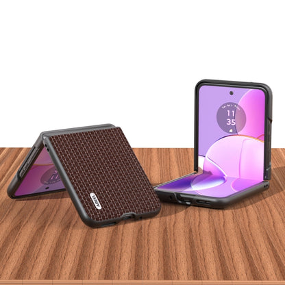 For Motorola Razr 40 Genuine Luxury ABEEL Black Edge Phone Case(Coffee) - Motorola Cases by buy2fix | Online Shopping UK | buy2fix