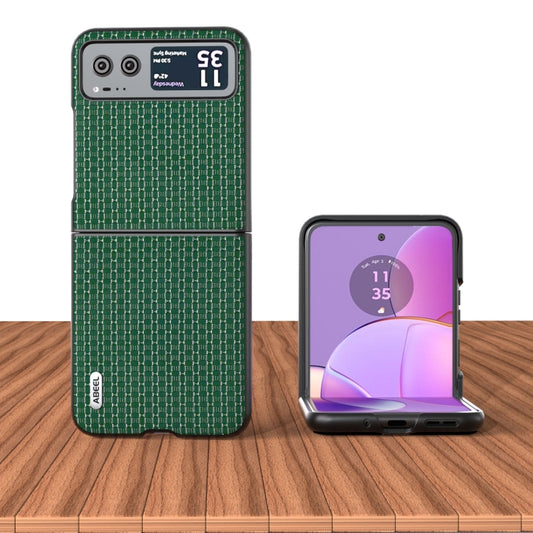 For Motorola Razr 40 Genuine Luxury ABEEL Black Edge Phone Case(Night Green) - Motorola Cases by buy2fix | Online Shopping UK | buy2fix
