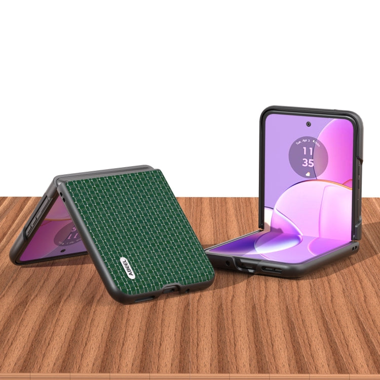For Motorola Razr 40 Genuine Luxury ABEEL Black Edge Phone Case(Night Green) - Motorola Cases by buy2fix | Online Shopping UK | buy2fix