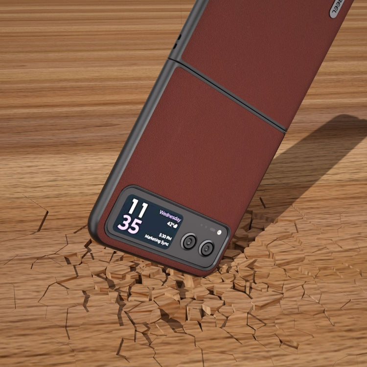 For Motorola Razr 40 ABEELGenuine Silky Soft Black Edge Phone Case(Coffee) by buy2fix