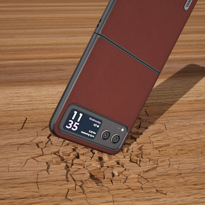 For Motorola Razr 40 ABEELGenuine Silky Soft Black Edge Phone Case(Coffee) by buy2fix