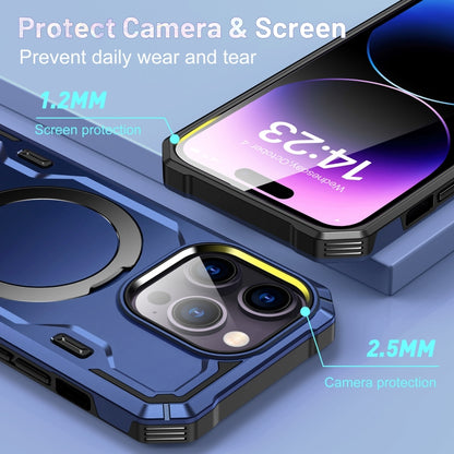 For iPhone 12 / 12 Pro Patronus MagSafe Magnetic Holder Phone Case(Navy Blue) by buy2fix