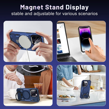 For iPhone 12 / 12 Pro Patronus MagSafe Magnetic Holder Phone Case(Navy Blue) by buy2fix