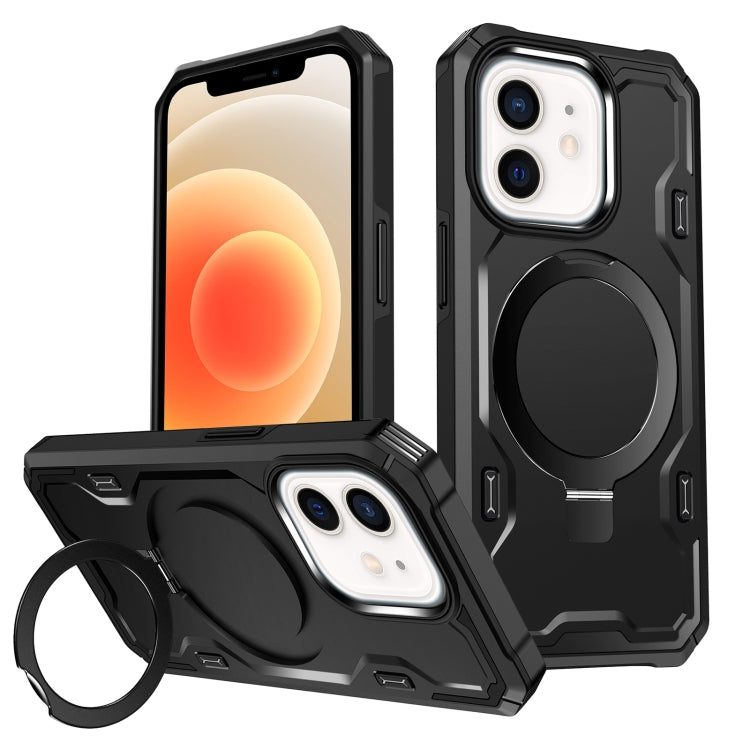 For iPhone 12 / 12 Pro Patronus MagSafe Magnetic Holder Phone Case(Black) by buy2fix