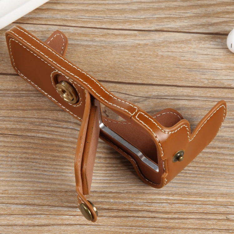 For Canon EOS R50 1/4 inch Thread PU Leather Camera Half Case Base(Brown) by buy2fix