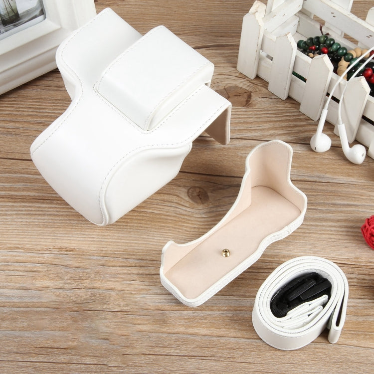 For Canon EOS R50 Full Body Magnetic Leather Camera Case Bag with Strap, Regular Edition(White) by buy2fix