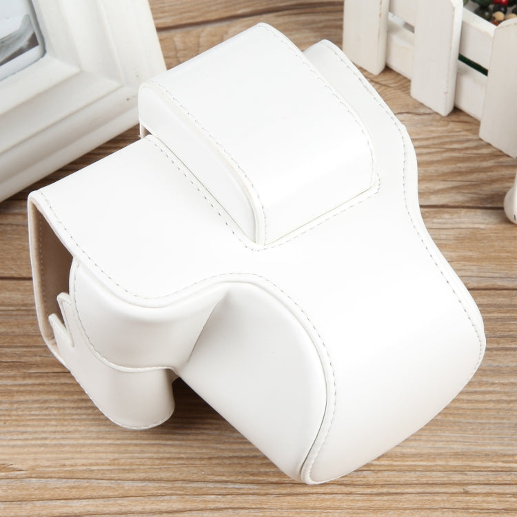 For Canon EOS R50 Full Body Magnetic Leather Camera Case Bag with Strap, Regular Edition(White) by buy2fix