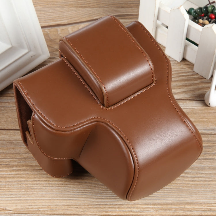 For Canon EOS R50 Full Body Magnetic Leather Camera Case Bag with Strap, Regular Edition(Coffee) by buy2fix