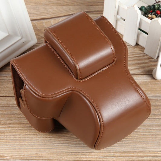 For Canon EOS R50 Full Body Magnetic Leather Camera Case Bag with Strap, Regular Edition(Coffee) by buy2fix