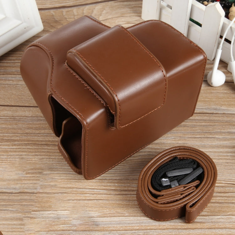 For Canon EOS R50 Full Body Magnetic Leather Camera Case Bag with Strap, Regular Edition(Coffee) by buy2fix