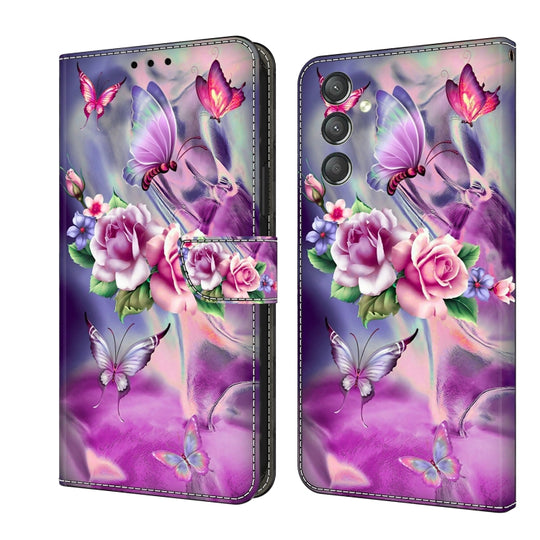 For Samsung Galaxy A24 Crystal 3D Shockproof Protective Leather Phone Case(Butterfly)