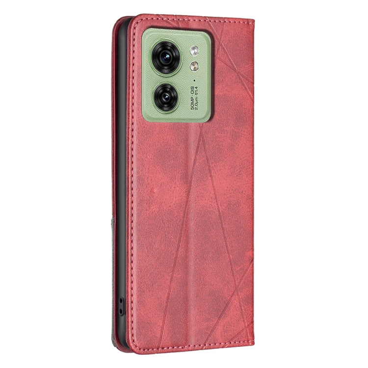 For Motorola Edge 40 Rhombus Texture Magnetic Leather Phone Case(Red) by buy2fix