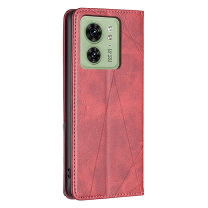 For Motorola Edge 40 Rhombus Texture Magnetic Leather Phone Case(Red) by buy2fix