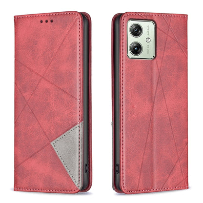 For Motorola Moto G54 5G EU Edition Rhombus Texture Magnetic Leather Phone Case(Red) by buy2fix
