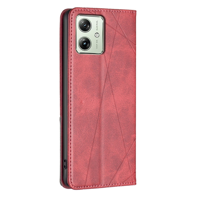 For Motorola Moto G54 5G EU Edition Rhombus Texture Magnetic Leather Phone Case(Red) by buy2fix