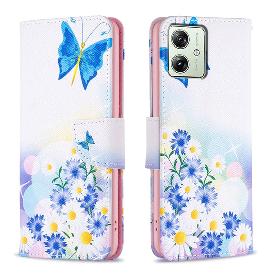 For Motorola Moto G54 5G EU Edition Colored Drawing Pattern Leather Phone Case(Butterfly Love)