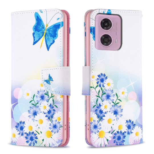 For Motorola Moto G34 5G / G45 5G Colored Drawing Pattern Leather Phone Case(Butterfly Love)