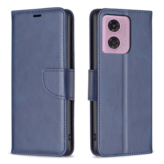 For Motorola Moto G34 5G / G45 5G Lambskin Texture Pure Color Flip Leather Phone Case(Blue)