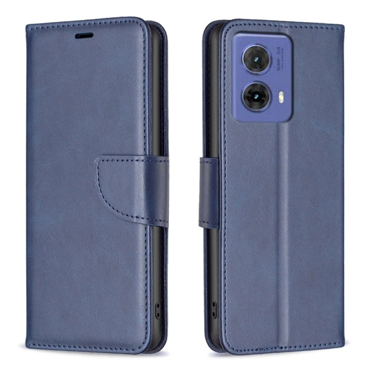 For Motorola Moto G85 Lambskin Texture Pure Color Flip Leather Phone Case(Blue)