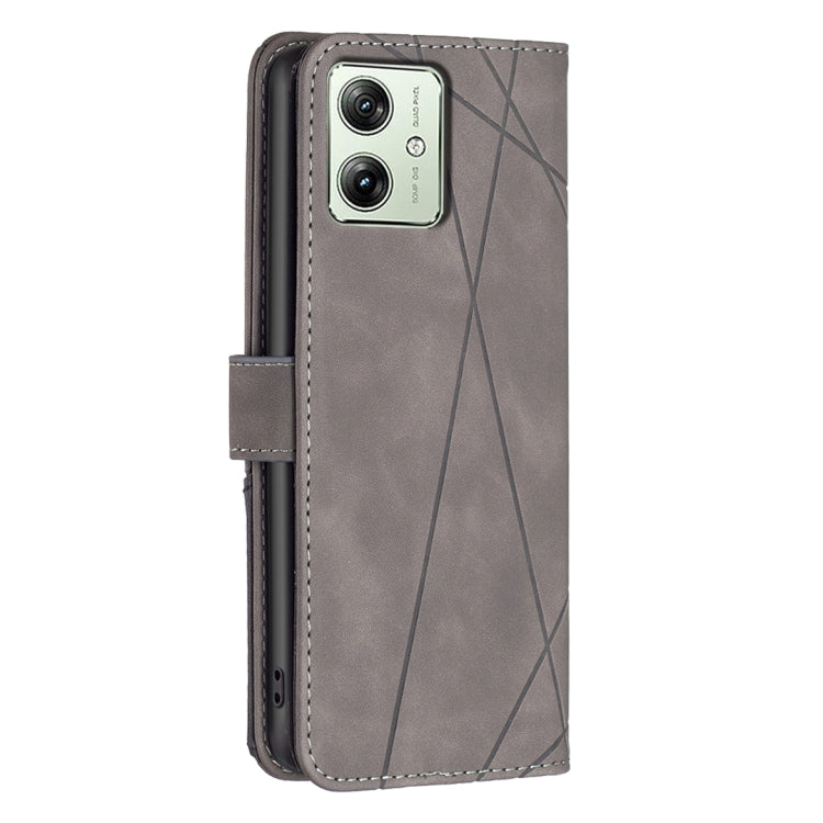 For Motorola Moto G54 5G EU Edition Magnetic Buckle Rhombus Texture Leather Phone Case(Grey) by buy2fix