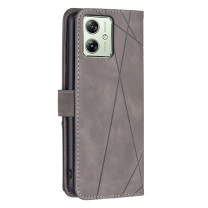 For Motorola Moto G54 5G EU Edition Magnetic Buckle Rhombus Texture Leather Phone Case(Grey) by buy2fix