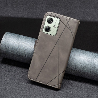 For Motorola Moto G54 5G EU Edition Magnetic Buckle Rhombus Texture Leather Phone Case(Grey) by buy2fix
