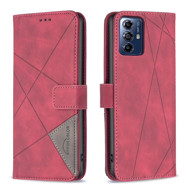 For Motorola Moto G Play 2024 Magnetic Buckle Rhombus Texture Leather Phone Case(Red) by buy2fix