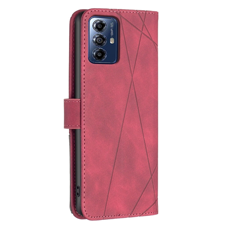 For Motorola Moto G Play 2024 Magnetic Buckle Rhombus Texture Leather Phone Case(Red) by buy2fix