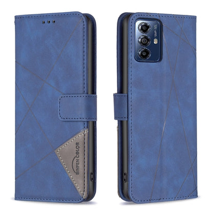 For Motorola Moto G Play 2024 Magnetic Buckle Rhombus Texture Leather Phone Case(Blue) by buy2fix