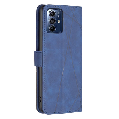 For Motorola Moto G Play 2024 Magnetic Buckle Rhombus Texture Leather Phone Case(Blue) by buy2fix