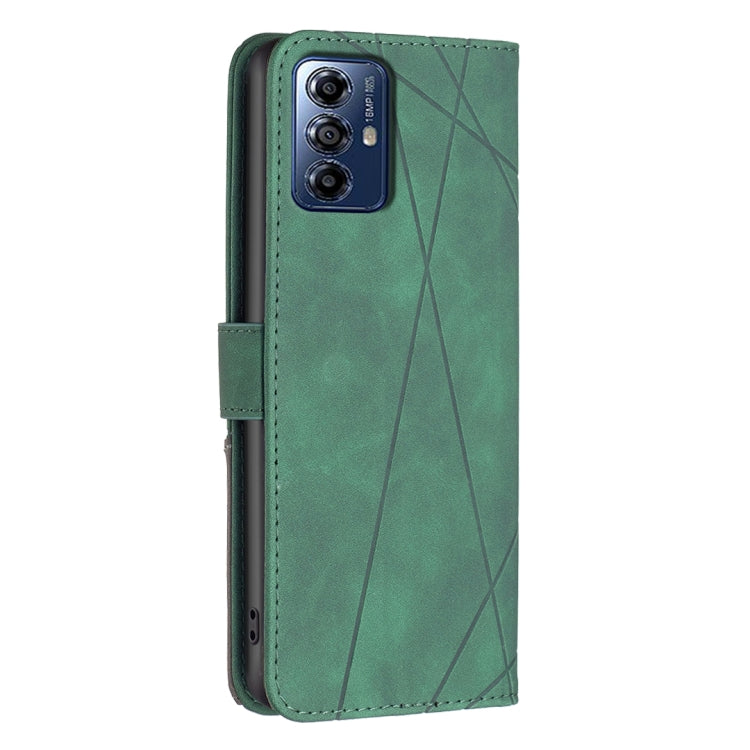 For Motorola Moto G Play 2024 Magnetic Buckle Rhombus Texture Leather Phone Case(Green) by buy2fix