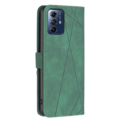For Motorola Moto G Play 2024 Magnetic Buckle Rhombus Texture Leather Phone Case(Green) by buy2fix