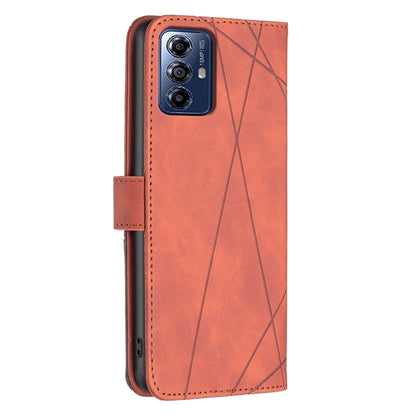 For Motorola Moto G Play 2024 Magnetic Buckle Rhombus Texture Leather Phone Case(Brown) by buy2fix