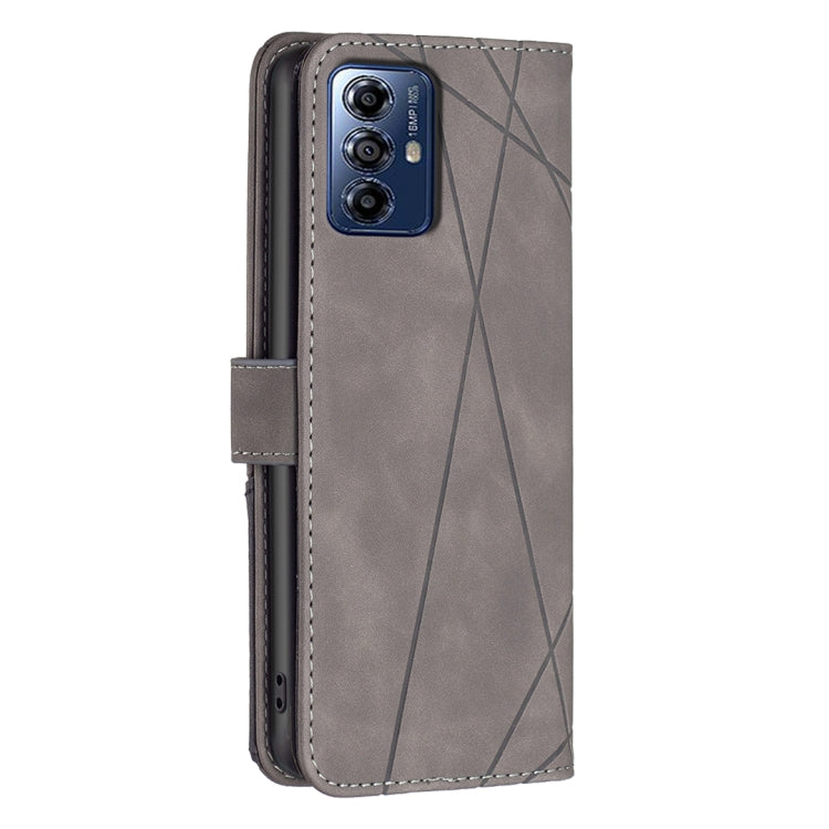 For Motorola Moto G Play 2024 Magnetic Buckle Rhombus Texture Leather Phone Case(Grey) by buy2fix