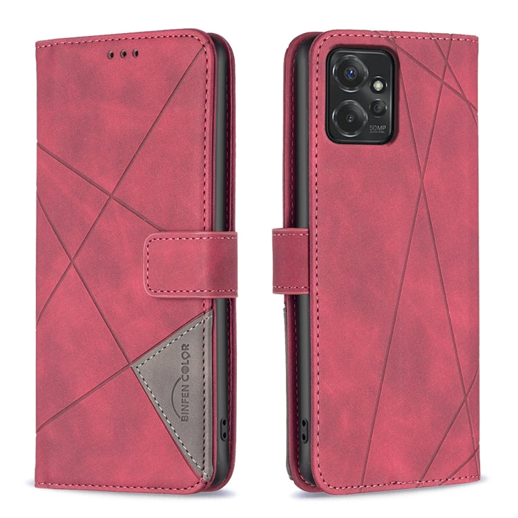 For Motorola Moto G Power 5G 2024 Magnetic Buckle Rhombus Texture Leather Phone Case(Red) by buy2fix