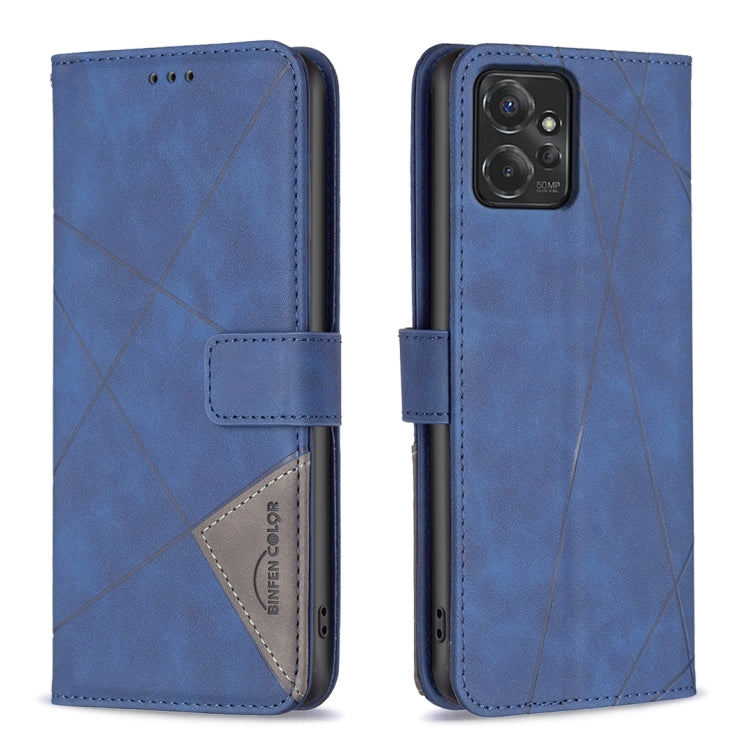 For Motorola Moto G Power 5G 2024 Magnetic Buckle Rhombus Texture Leather Phone Case(Blue) by buy2fix