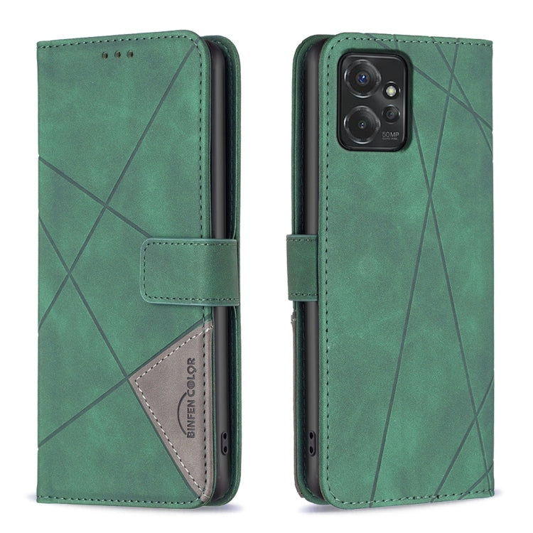 For Motorola Moto G Power 5G 2024 Magnetic Buckle Rhombus Texture Leather Phone Case(Green) by buy2fix