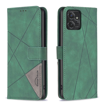 For Motorola Moto G Power 5G 2024 Magnetic Buckle Rhombus Texture Leather Phone Case(Green) by buy2fix