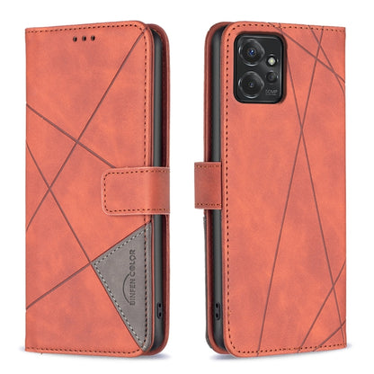 For Motorola Moto G Power 5G 2024 Magnetic Buckle Rhombus Texture Leather Phone Case(Brown) by buy2fix