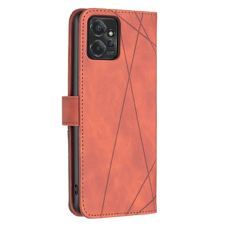 For Motorola Moto G Power 5G 2024 Magnetic Buckle Rhombus Texture Leather Phone Case(Brown) by buy2fix