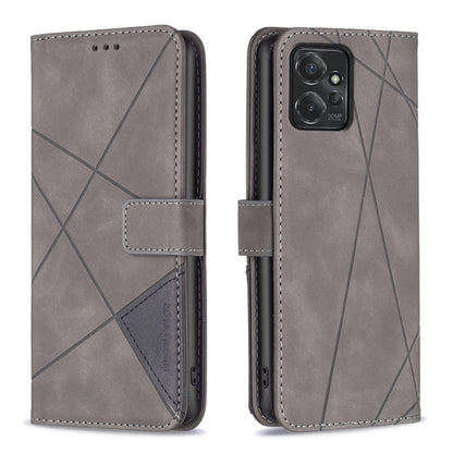 For Motorola Moto G Power 5G 2024 Magnetic Buckle Rhombus Texture Leather Phone Case(Grey) by buy2fix