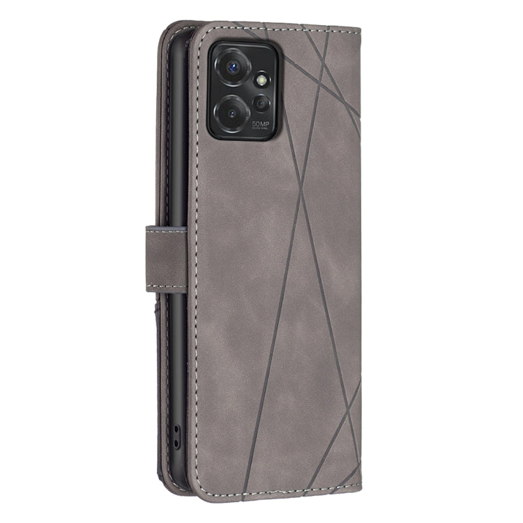 For Motorola Moto G Power 5G 2024 Magnetic Buckle Rhombus Texture Leather Phone Case(Grey) by buy2fix